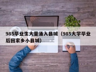 985毕业生大量涌入县城（985大学毕业后回家乡小县城）