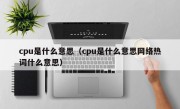 cpu是什么意思（cpu是什么意思网络热词什么意思）