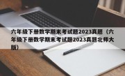 六年级下册数学期末考试题2023真题（六年级下册数学期末考试题2023真题北师大版）
